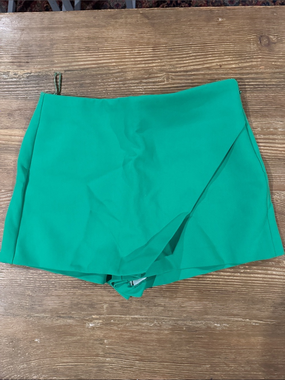 Zara Bright Green Wrap-Front Skort